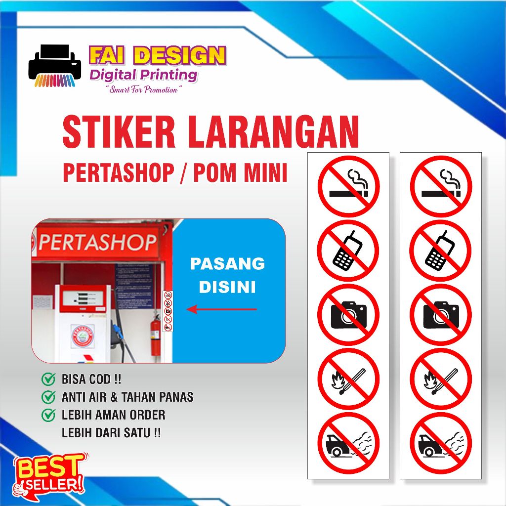 Stiker Pertashop / Pom Mini / Stiker Larangan / Peringatan