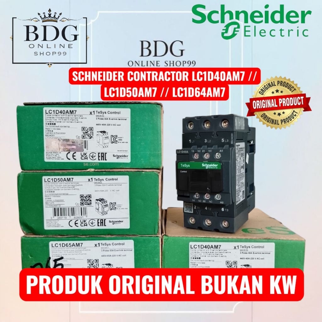 CONTACTOR SCHNEIDER LC1D40AM7//LC1D50AM7//LC1D65AM7 ORIGINAL