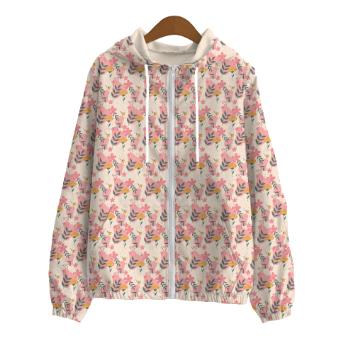jaket parasut wanita fullprinting sublimasi motif floral bunga