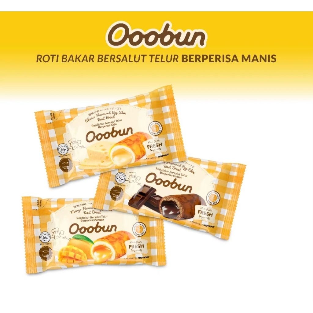 OOOBUN ROTI BAKAR BERSALUT TELUR RASA COKLAT/MANGGA//KEJU/ABON VIRAL MALAY 60GR