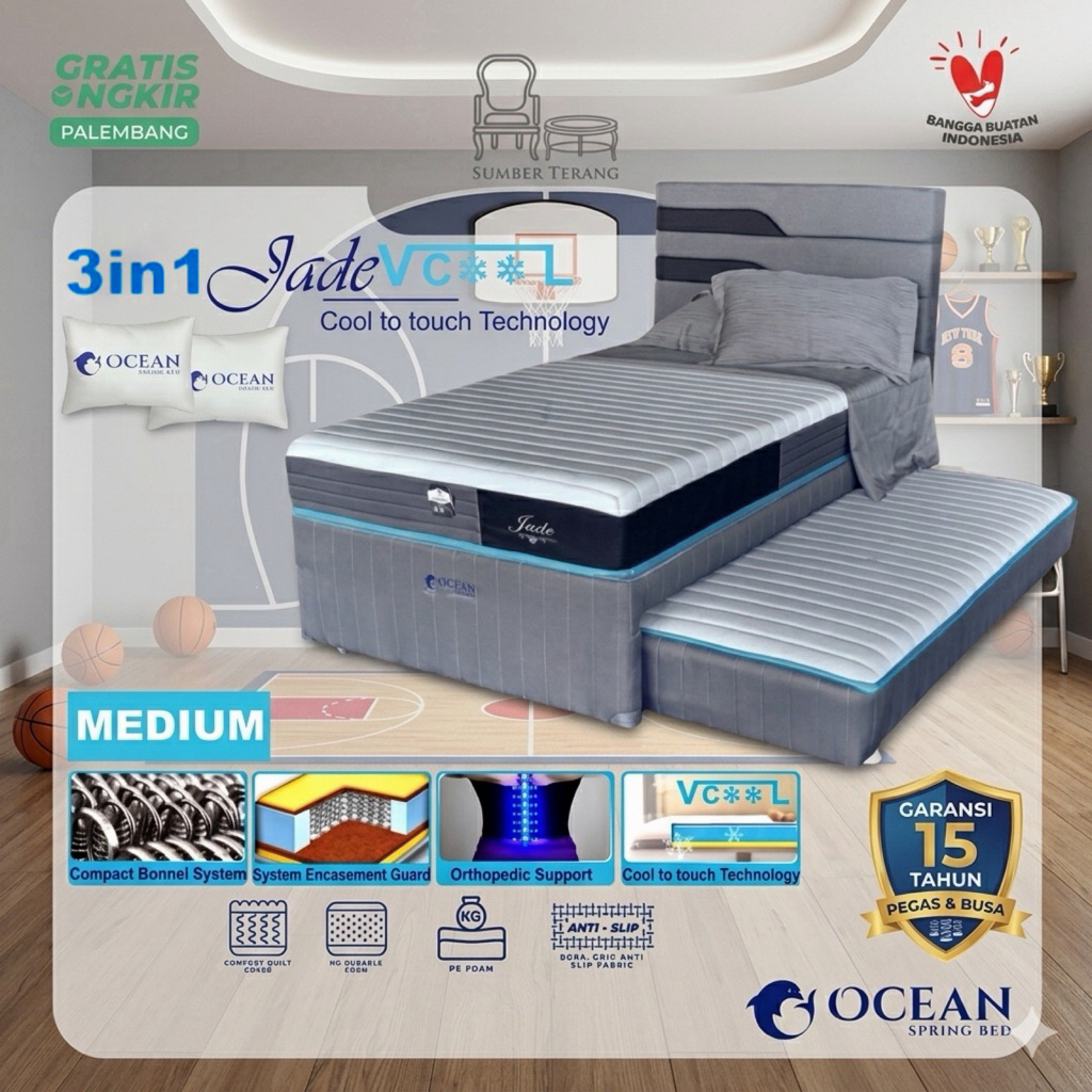 ed sorong Ocean / ranjang dorong 3 in one Jade VCOOL / springbed 3 in 1 spring bed Garansi / kasur r