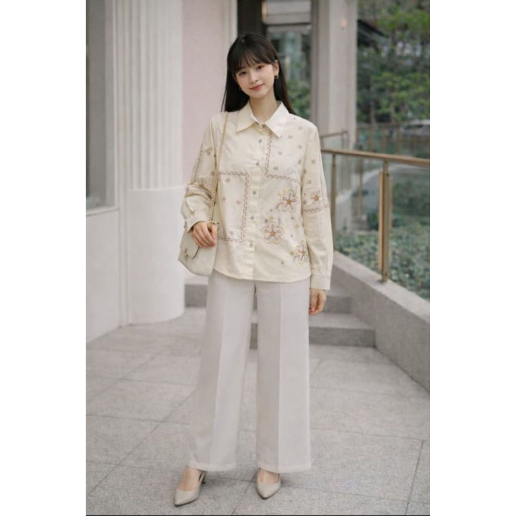 Atasan Kemeja Katun Poplin Bordir CELIN