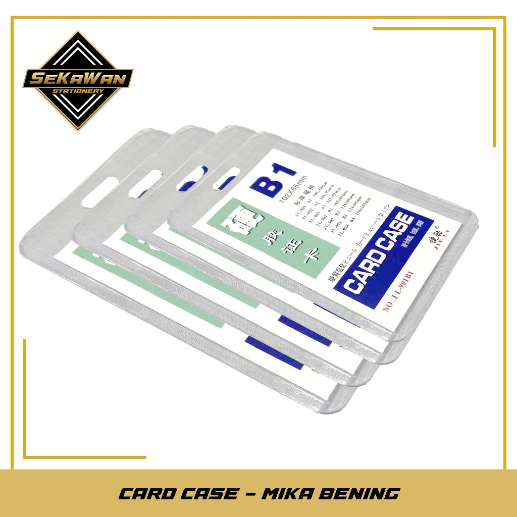 ID Card Case Plastik Transparan - Card Holder Transparan - Bahan Mika Tebal, Ukuran Kartu B1-B4