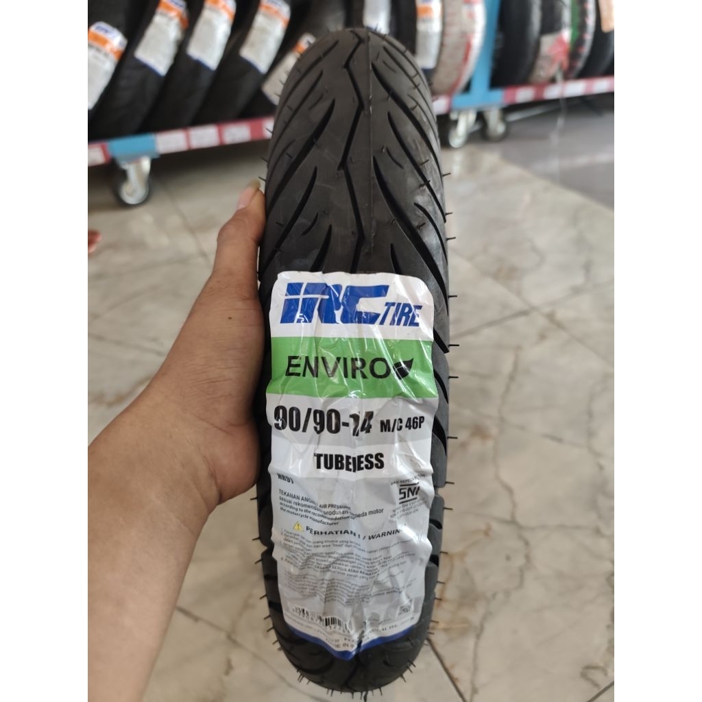 BAN IRC ENVIRO 90/90-14 TUBELES 100% ORIGINAL untuk motor beat,vario 110,vario 125,spacy,lexi dll