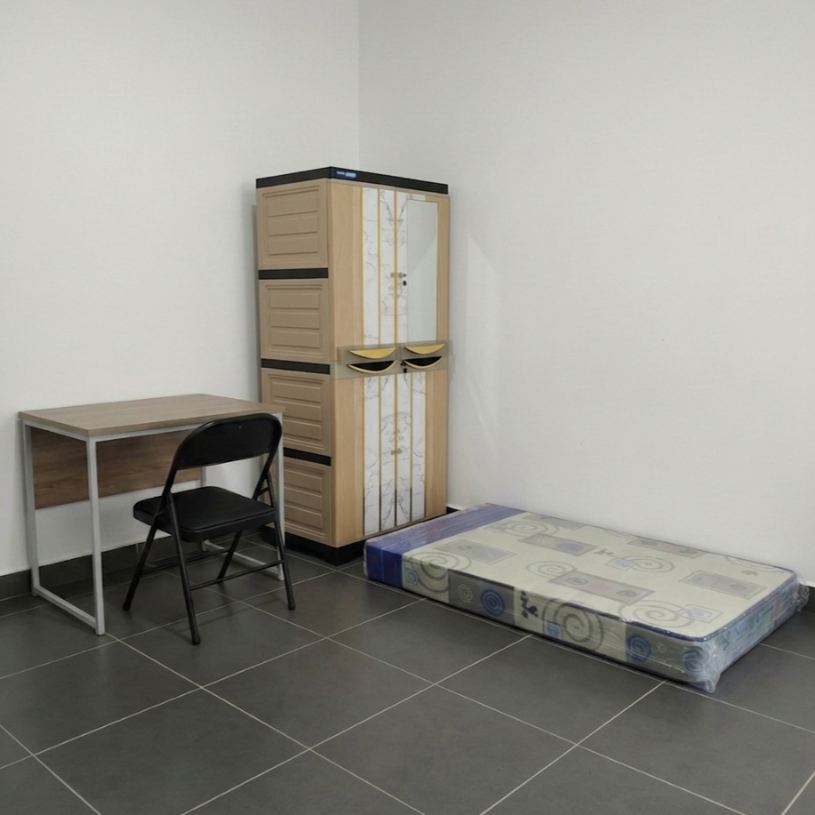 Paket Kost B Kasur busa Foamindo Uk 90 tebal 14cm garansi 5th + Meja Dova + Kursi Lipat Nikkei + Lem