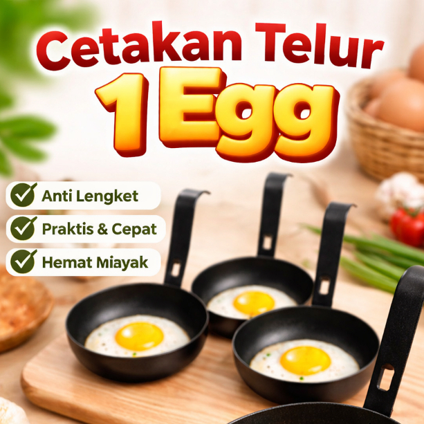 Cetakan Telur Mata Sapi Besi Multifungsi – Ring Telur Goreng & Rebus Bulat Rapi Anti Lengket | Egg R