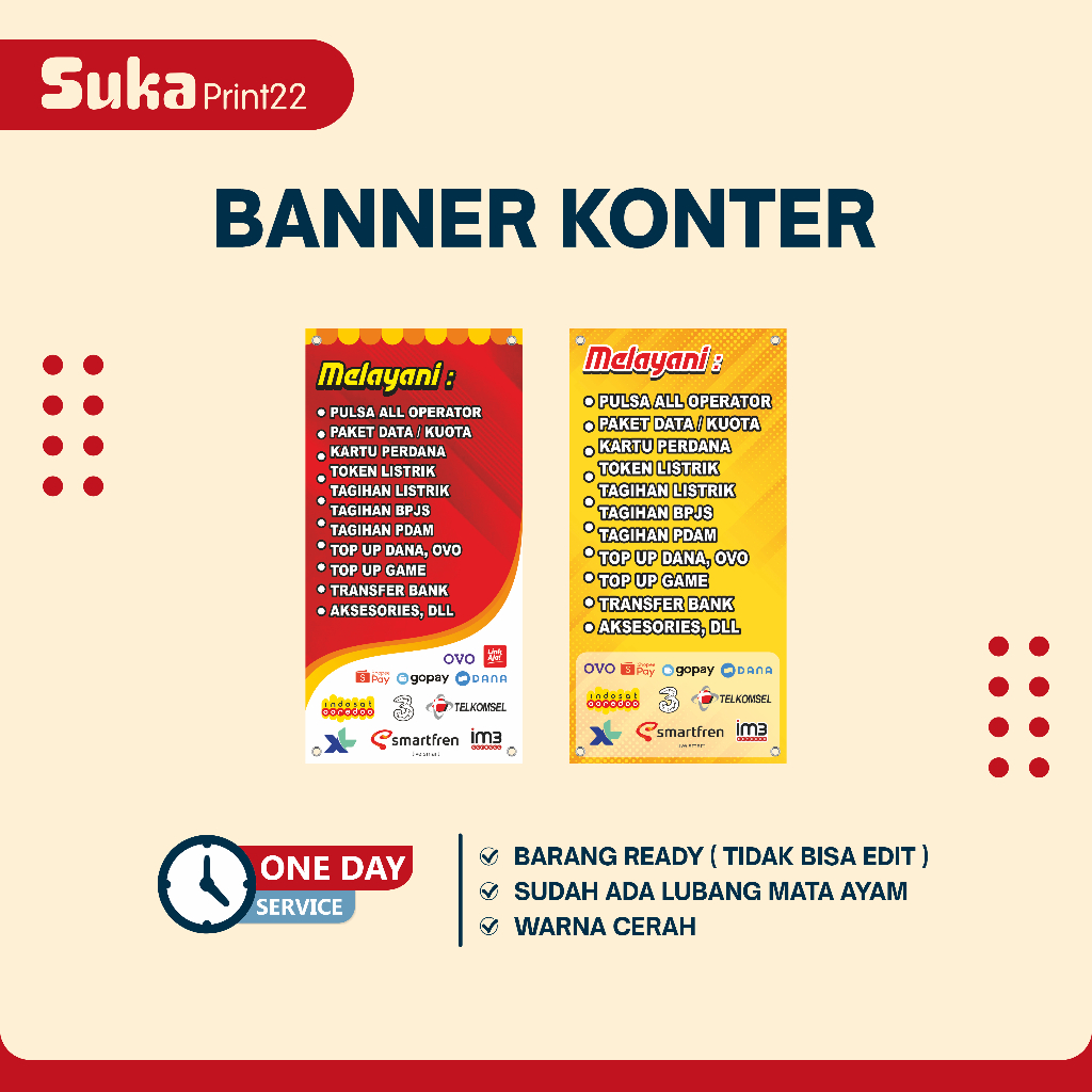 Banner Konter Jualan Pulsa - Spanduk Konter Berdiri Jual Pulsa & Token Listrik