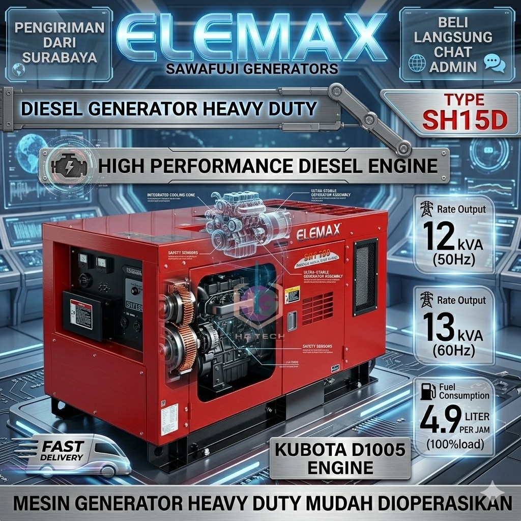 Genset Silent Elemax SH-15D 12 kVA Diesel Heavy Duty