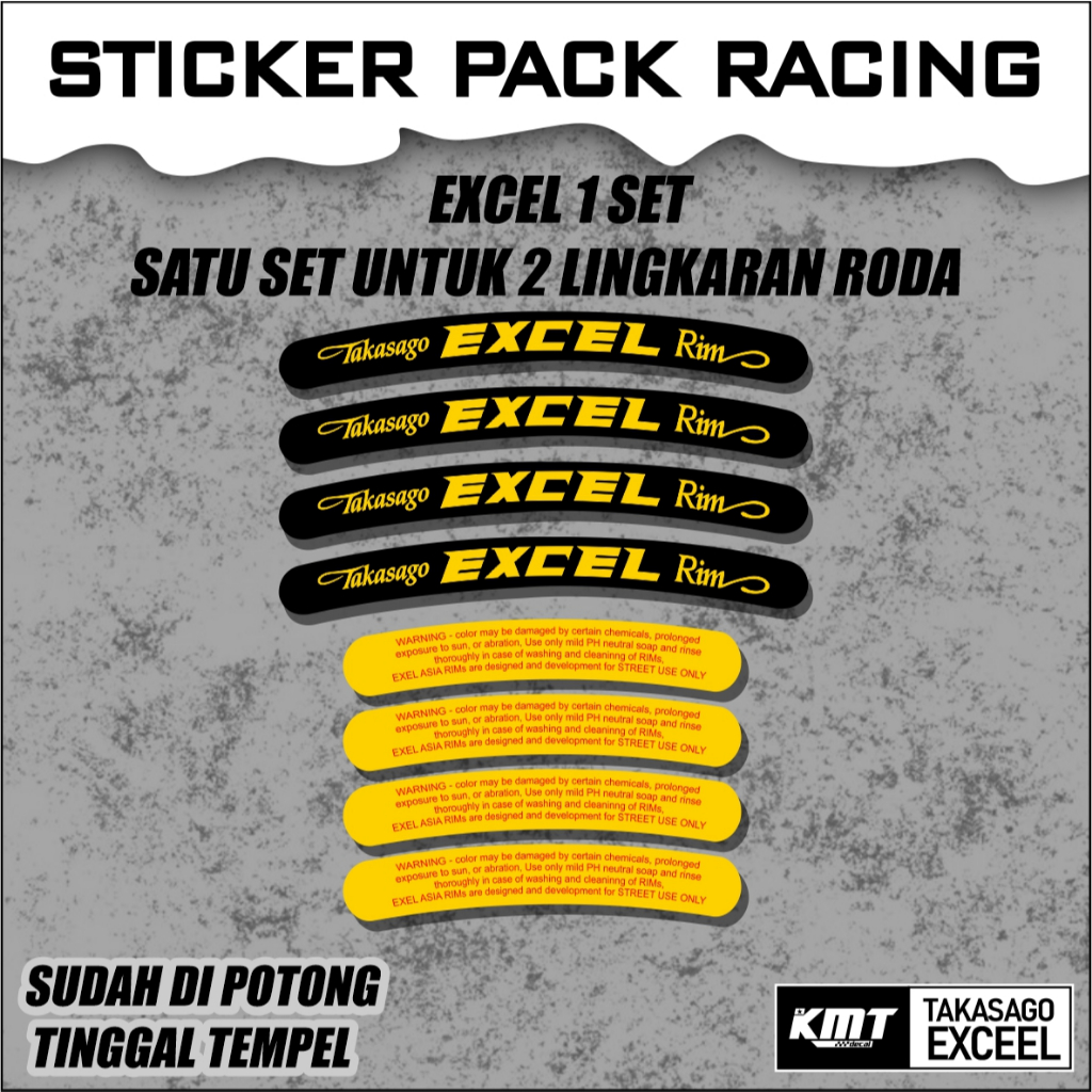 STICKER VELG TAKASAGO EXCEL ASIA PRINT- STIKER TINGGAL PASANG SUDAH ANTI AIR ANTI LUNTUR