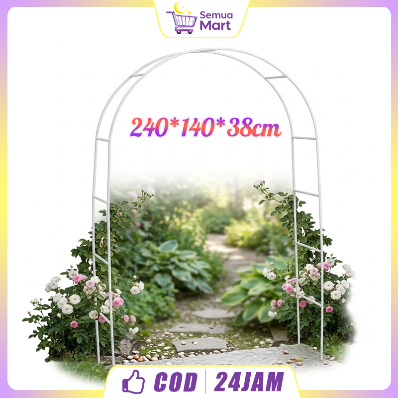 Lengkungan Pernikahan Pergola Besi Dekorasi 2.4m Arch Trellis Pipa Baja Karbon Kuat Rak Balon Taman