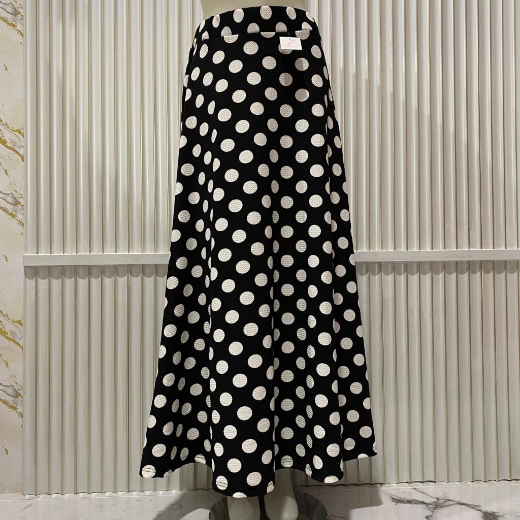 ROK PANJANG WANITA KEKINIAN MOTIF ONDE2 BESAR BAHAN WAFEL KARET MELAR