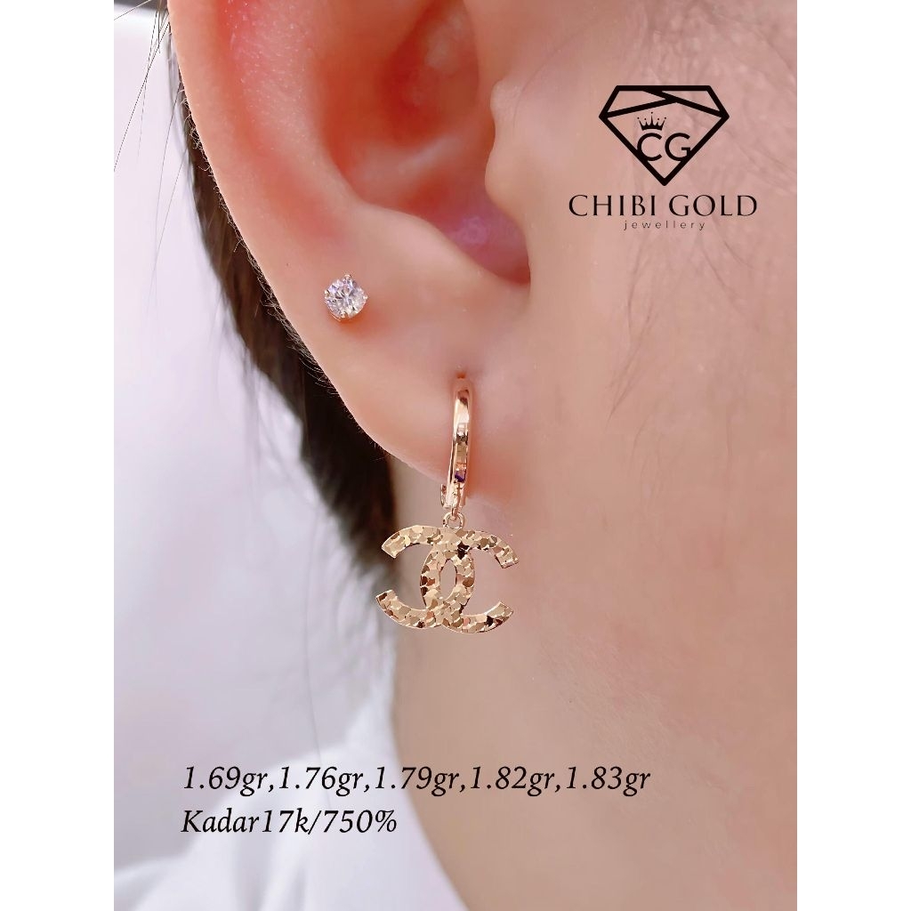 CHIBI GOLD - Anting emas 750 kadar 17K - chibi gold jawellery