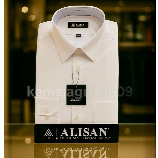 Kemeja Alisan SemiOriginal Putih Polos Slimfit Kerah Berdasi Lengan Panjang untuk Pria Kerja Formal