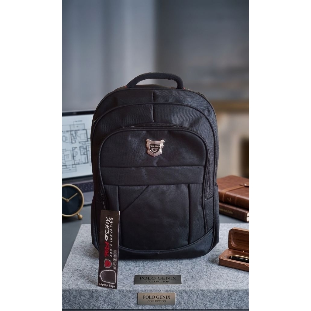 Tas Ransel Sintetis Guten Inc Bruce Faux Hitam - Desain Modern, Kapasitas Besar, Material Tahan Lama