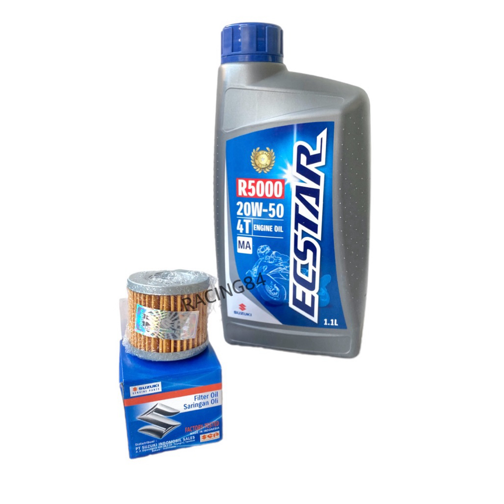 Paket Servise SATRIA FU GSX THUNDER F150 2004-2015 SUZUKI ECSTAR ORIGINAL OLI Mesin+Filter Oli