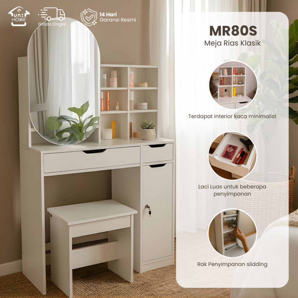 Uni Home - Meja rias  Minimalis | Meja rias LED MR01