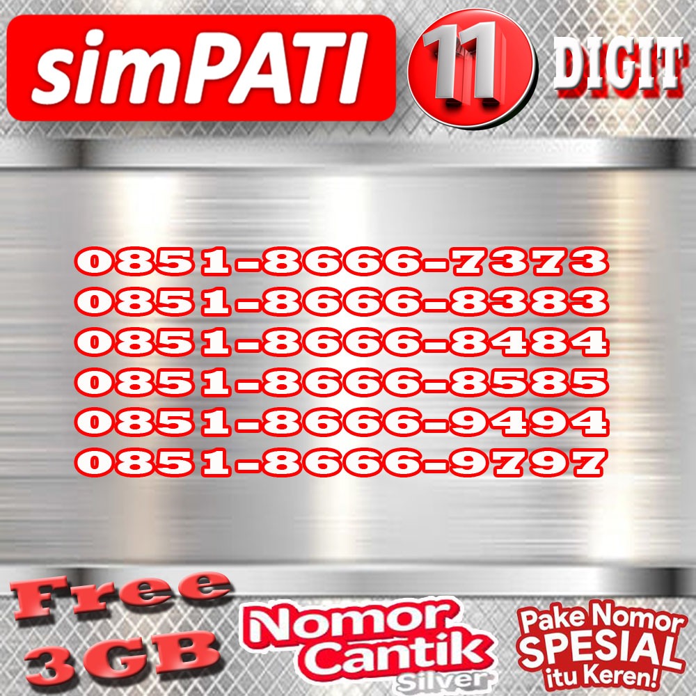 Kartu Perdana Telkomsel Simpati Nomor Cantik 12Digit Prabayar Serie 0851