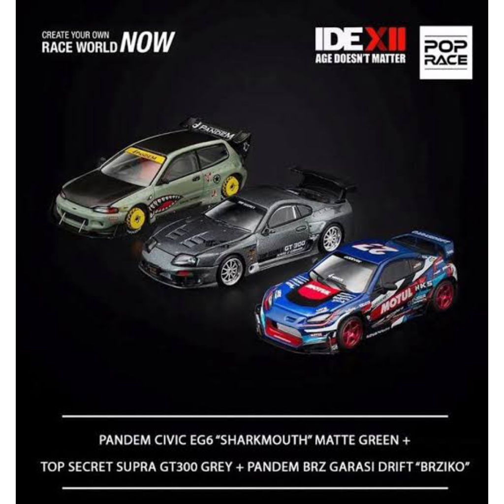 Pop Race 363 / 383 / 422 IDE XII Pandem BRZ Garasi Drift BRZIKO / Pandem EG6 "Sharkmouth" Matte Gree