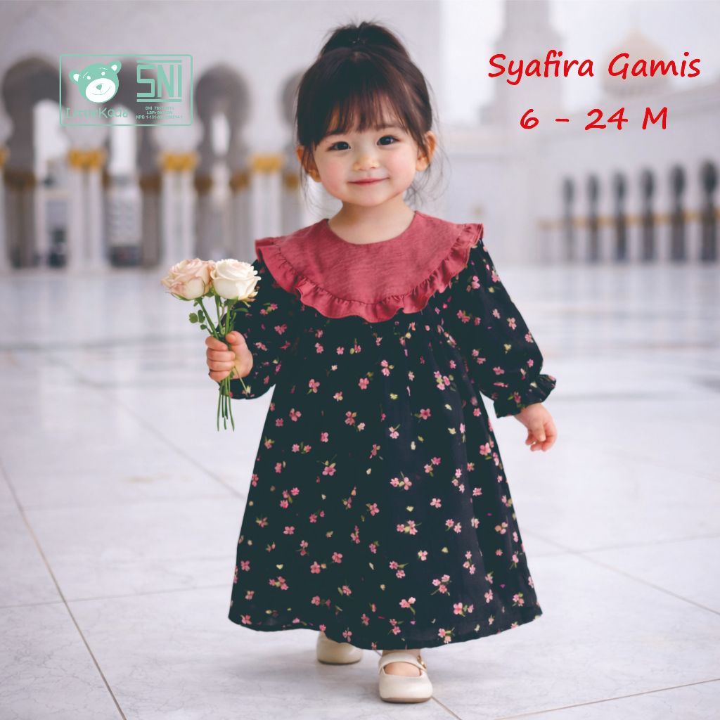 Little Koda Gamis Syafira Gamis  Anak Perempuan Lengan Panjang 6-24 Bulan SNI
