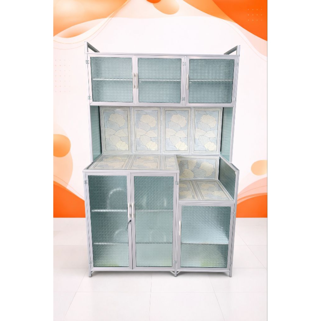 Lemari piring/rak piring alumunium 3 pintu