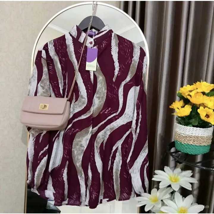 Kemeja Wanita Rayon Motif Bunga Adem dan Nyaman - Kemeja Rayon Twill Premium