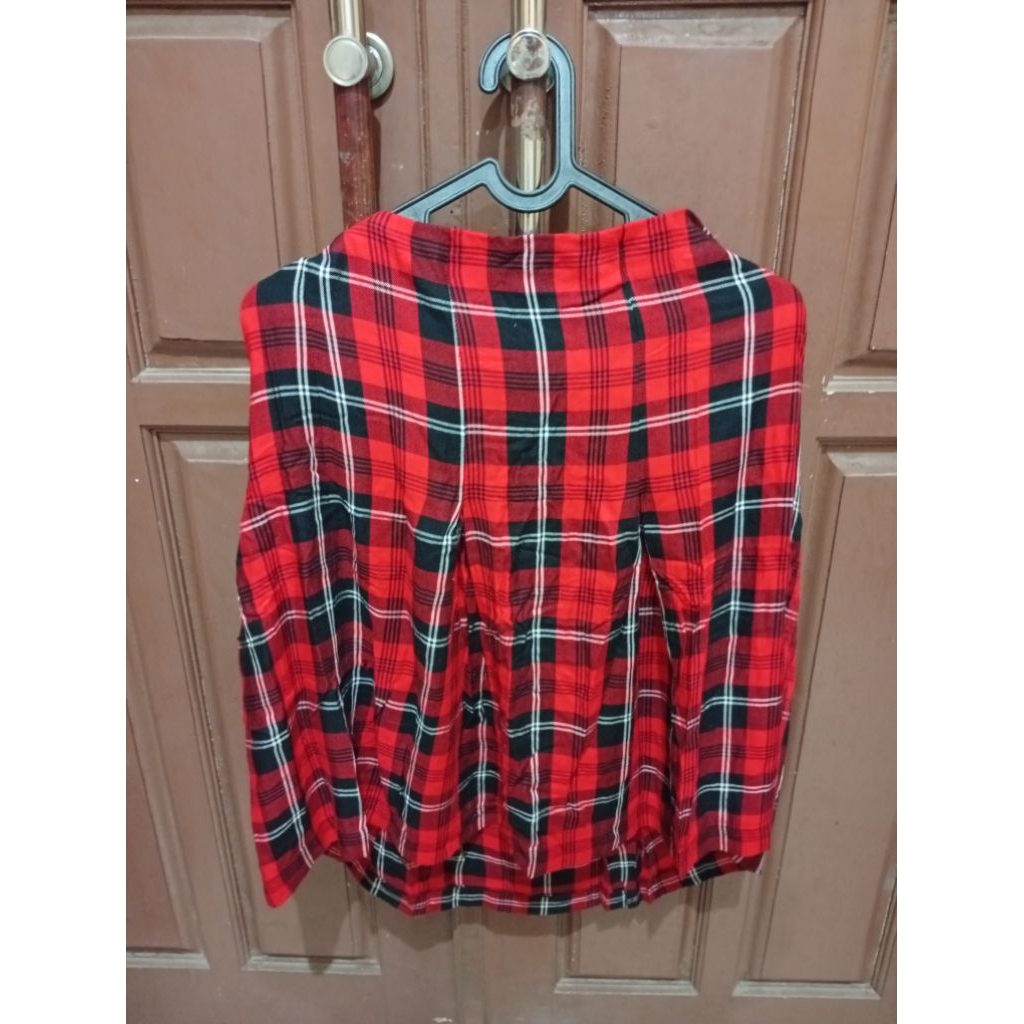 Rok Pendek kotak kotak Merah Hitam