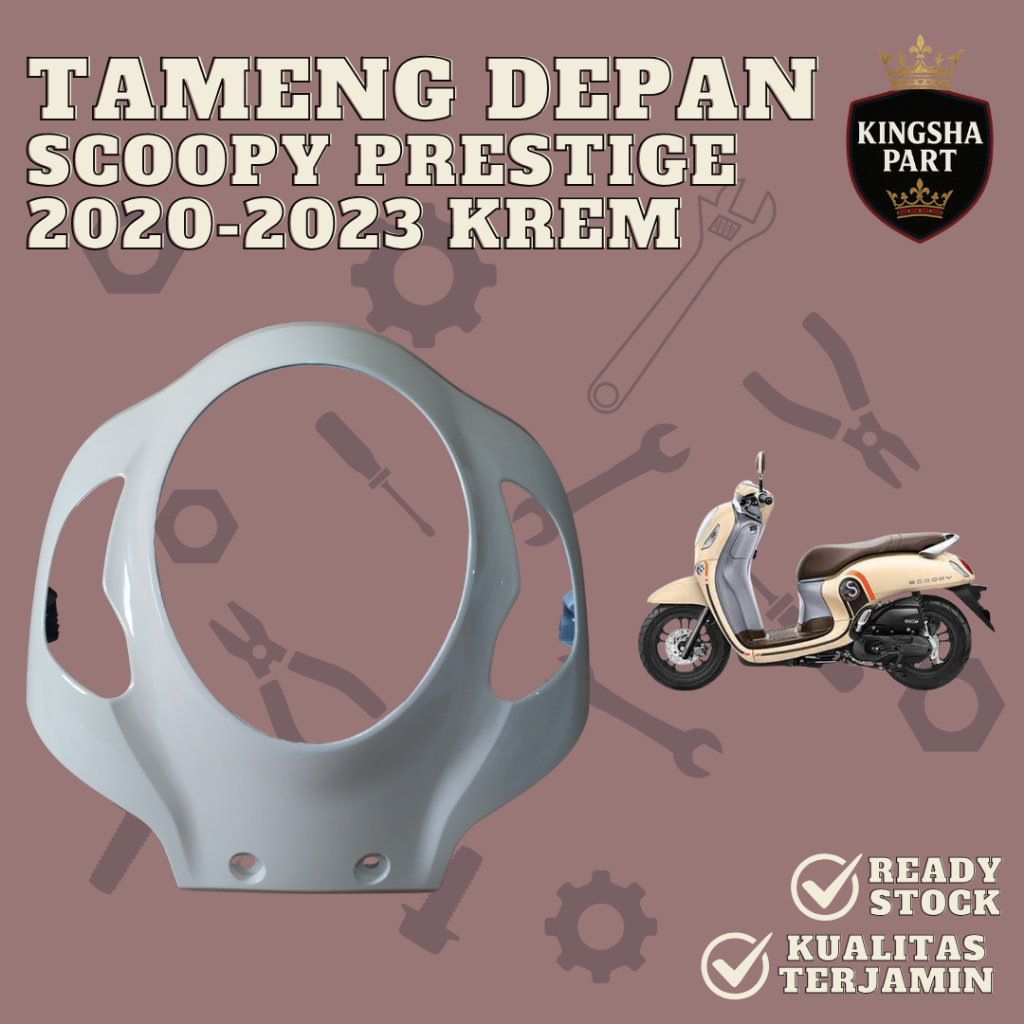 Panel Tameng Dada Depan Scoopy Prestige 2020-2023 Tameng Depan Scoopy Prestige K2F KREM Tenshi