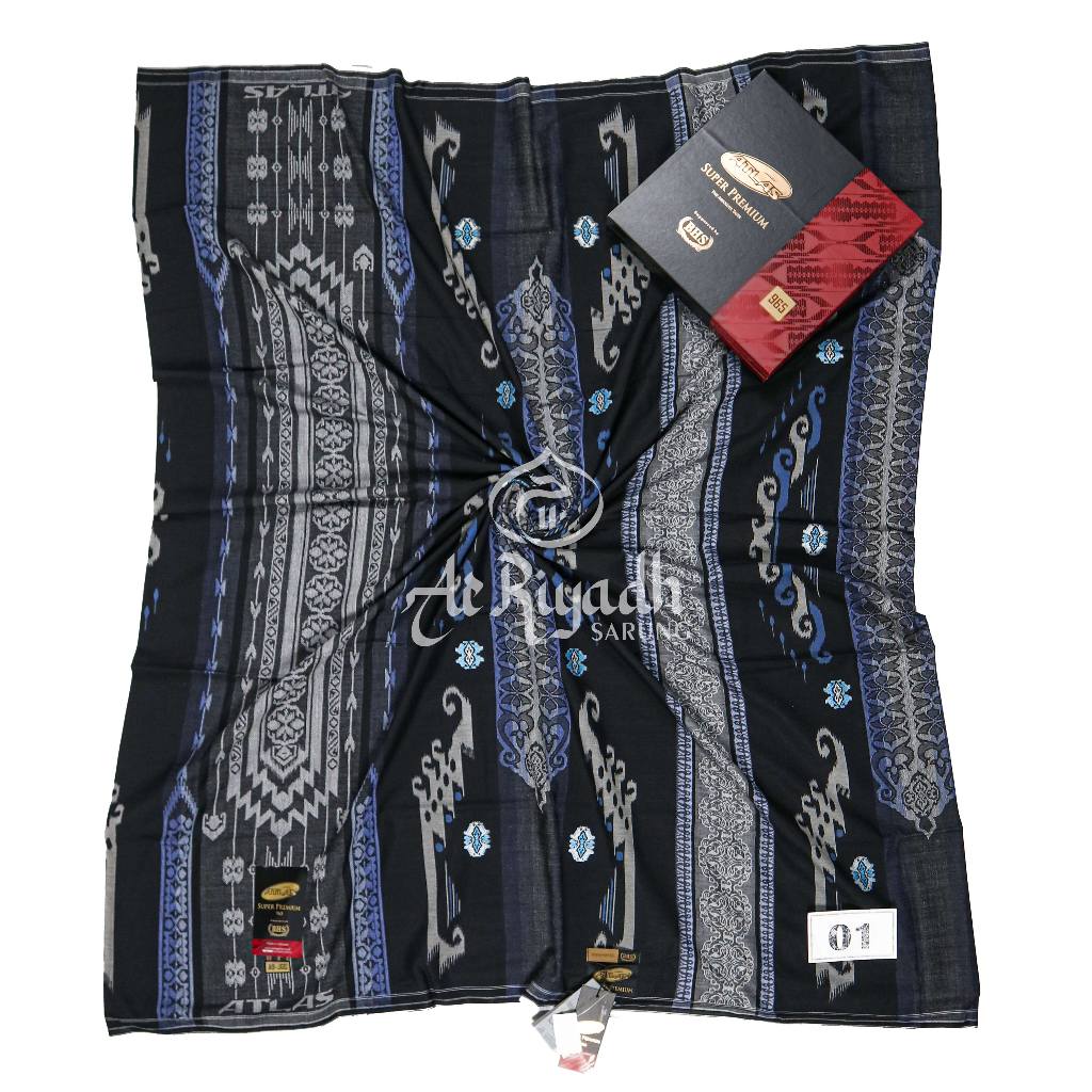 Sarung ATLAS Super Premium Gold S965 Motif JGC Varian Hitam Putih Warna Harga Terjangkau