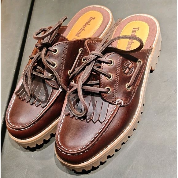 timberland women leather mules burgundy original