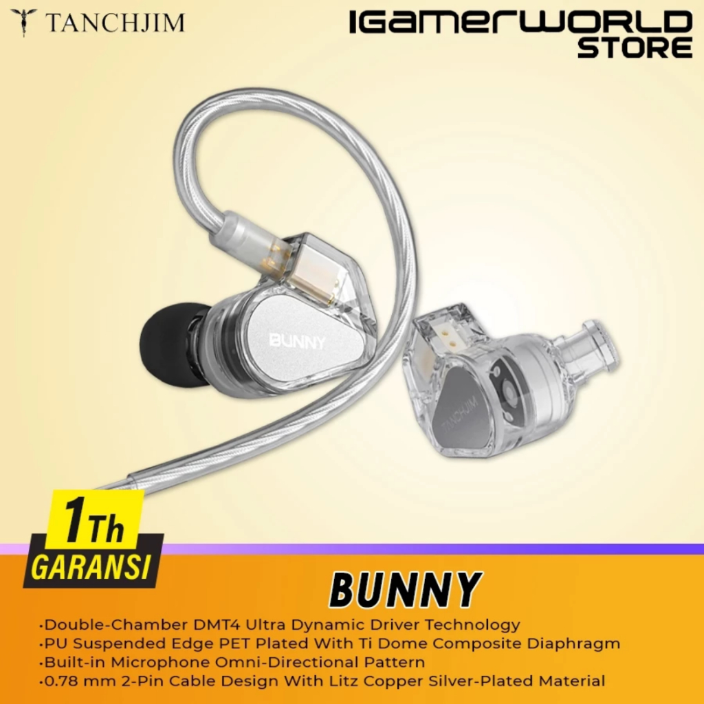 Tanchjim Bunny DMT4 Ultra Dynamic Driver Earphone In Ear Monitor With Microphone