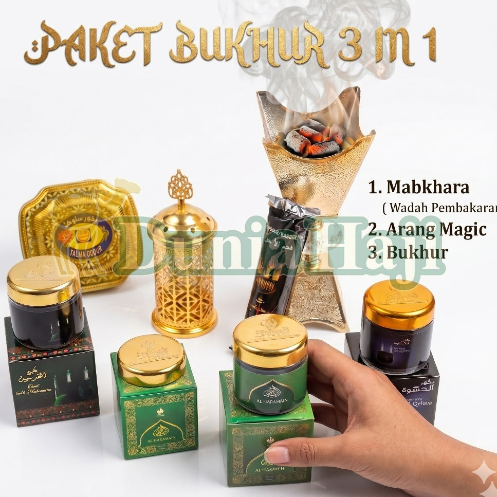 Paket Bukhur 3in1 Prapen Mabkhara Arang Magic Bakaran Lengkap Bukhur Salwa Qodha Ar Raudah Oud Al Haramain Abeer Al Qiswa Premium