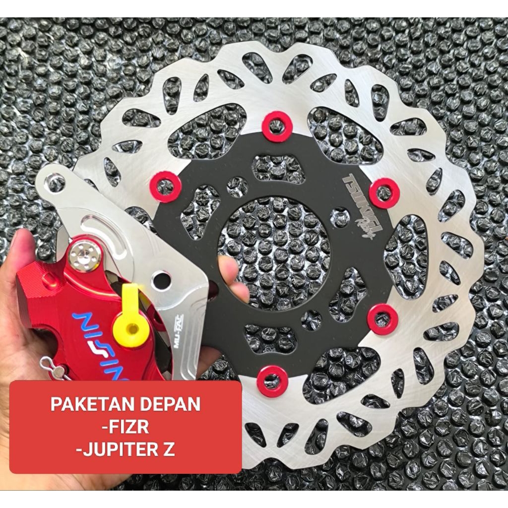 PAKET KALIPER 2 PISTON DEPAN FIZR - JUPITER Z + BREKET + PIRINGAN SET BAUT 2 PCS