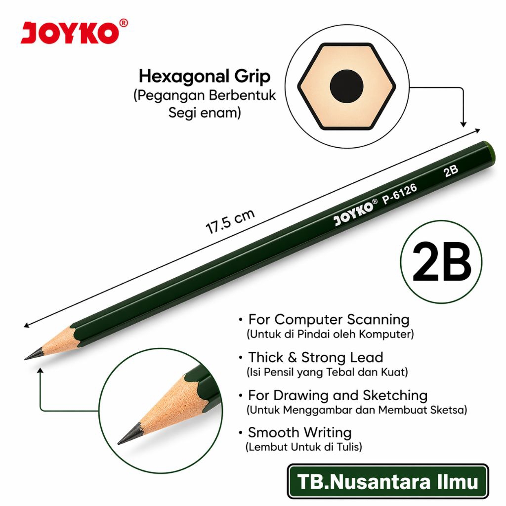 {1 Pack isi 12 Pcs} Pensil 2B P-816 ORI Merek Joyko /Pencil Joyko 2B P-816
