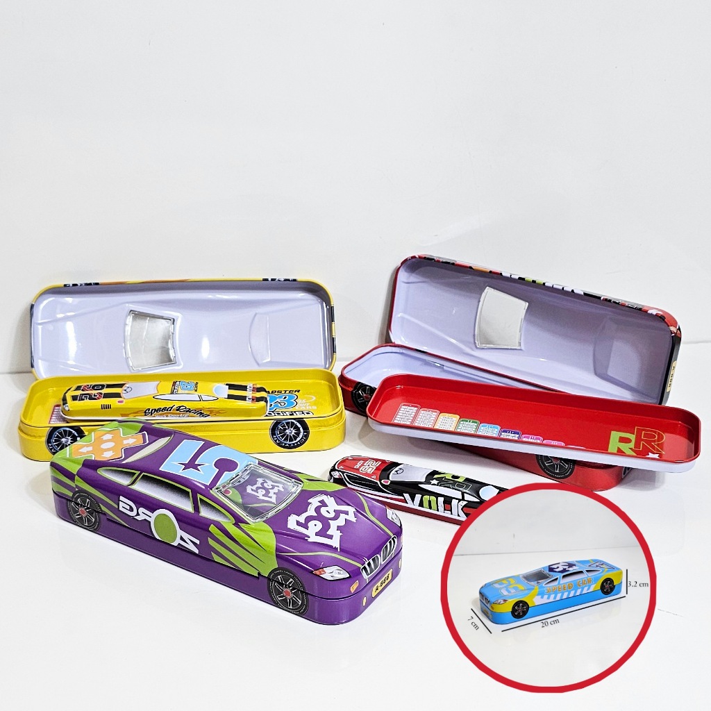 SOS Kotak Pensil Kaleng mobil +anak 7x20/ Tempat Pensil / Pencil Case/Tepak