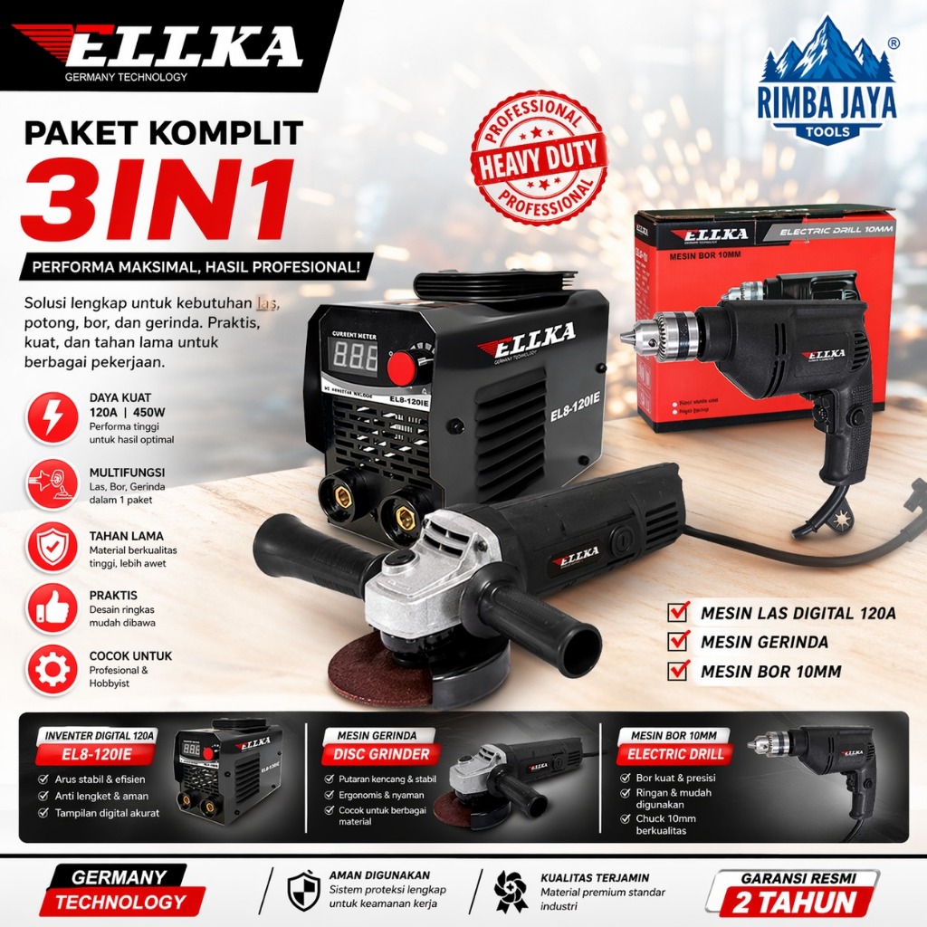 SUPER PROMO PAKET TUKANG LAS 3 IN 1Bor dan Gerinda Mesin Bor Listrik Gerinda dan Mesin Las MMA 450 W