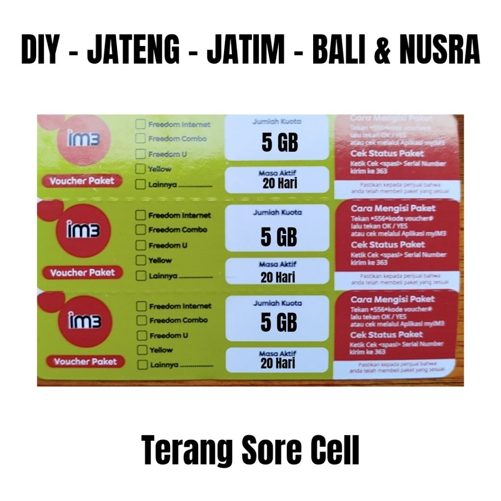 [GROSIR] Voucher Indosat Freedom Internet 5GB 20 Hari
