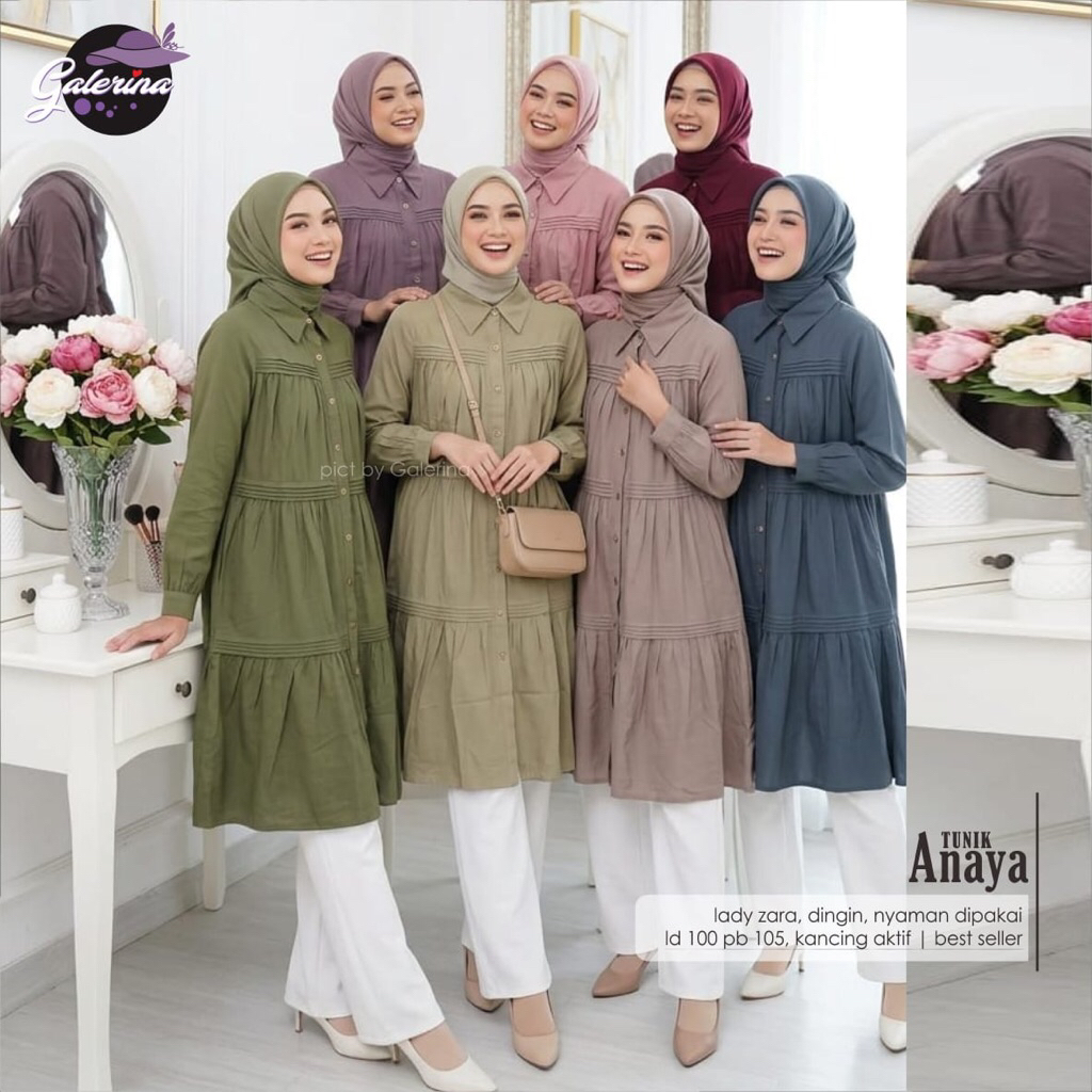 Terbaru  Anaya long tunik blouse wanita polos elegan cantik viral 2026