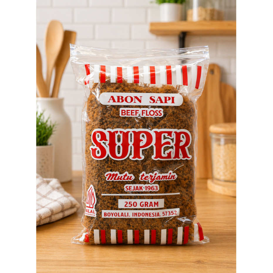 Abon Sapi SUPER 250 gram Kemasan Ziplock | Untuk Coba Rasa | Boyolali | Abon Sapi Halal 100% Daging 