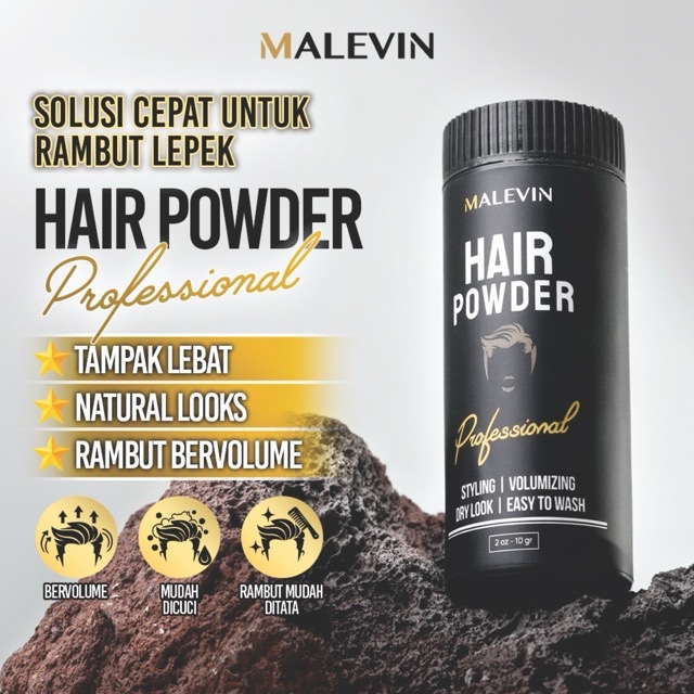 MALEVIN Hairstyling Hair Powder 10 gr - Hair Powder Rambut Pria | Bubuk Penata Rambut | Volumizing |