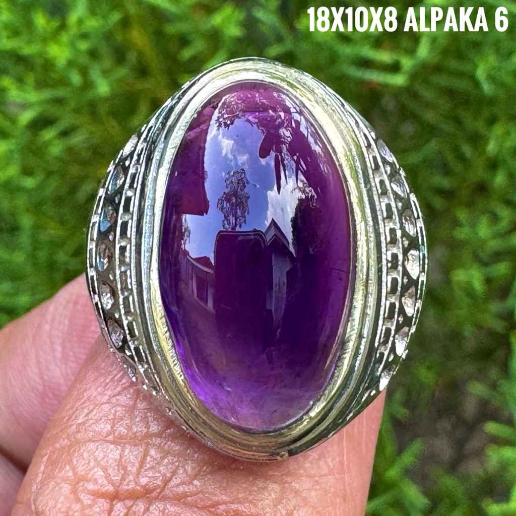 Cincin Batu Akik Natural Kecubung Amethys (Asli Alam)