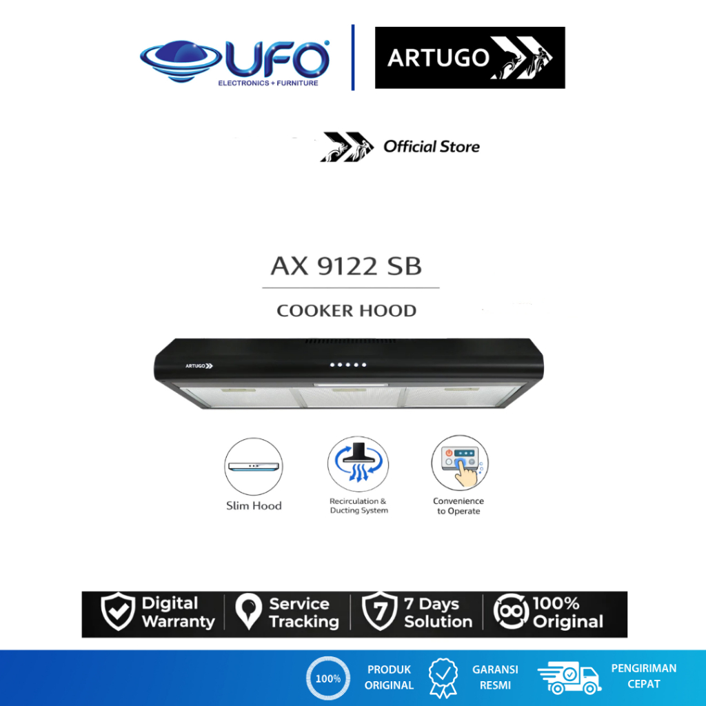 ARTUGO Cooker Hood AX9122SB Slim Cooker Hood 90 cm