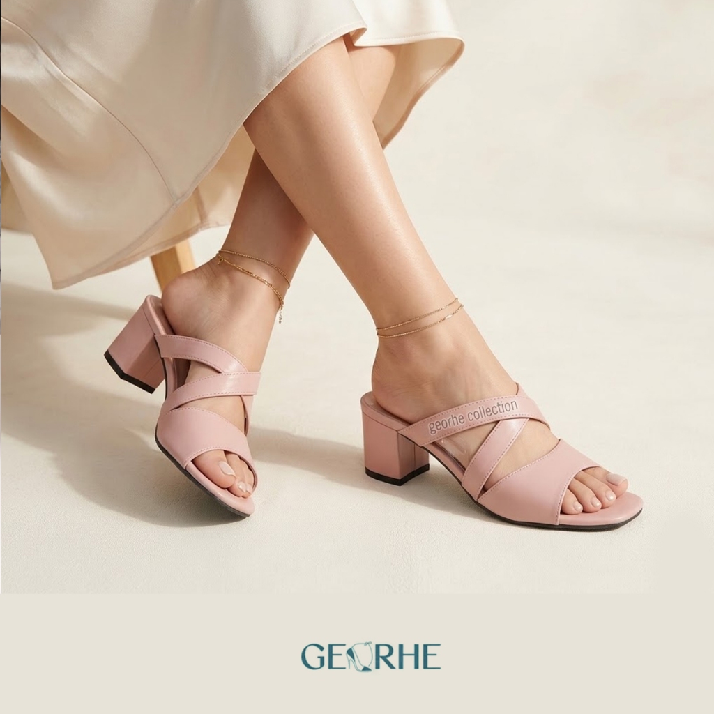 Georhe - Keira Sandal Heels Wanita 5cm Model Kokop / Girly Elegant Kondangan / Sepatu Cewek Chic Emp