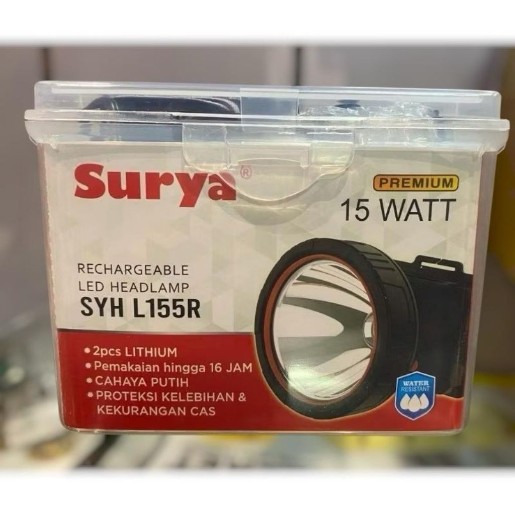 SENTER KEPALA CAS SURYA 15 WATT + BONUS IKAT KEPALA
