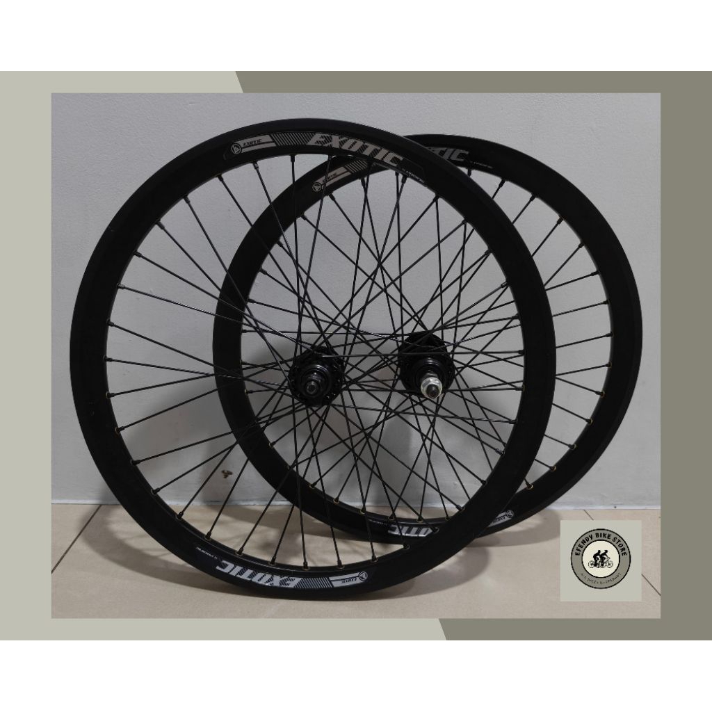 Wheel Set 20 Exotic Hub Merah Alloy Hub Besi Hitam Wheel set 20 x 175 Hub Merah Alloy 36 Hole Velg J