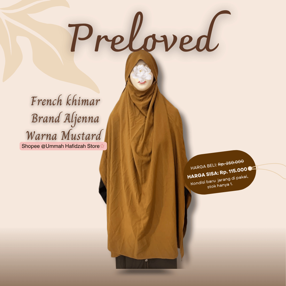 [Preloved] French khimar Brand Aljenna Warna Mustard - Like New