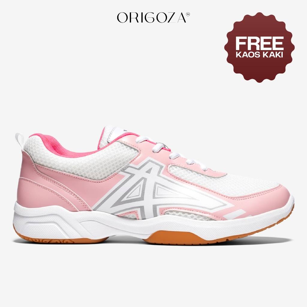 ORIGOZA Sepatu Badminton Padel Tenis Wanita Soft Pink Original Size 36-40 Multy Court Outsole Non Ma