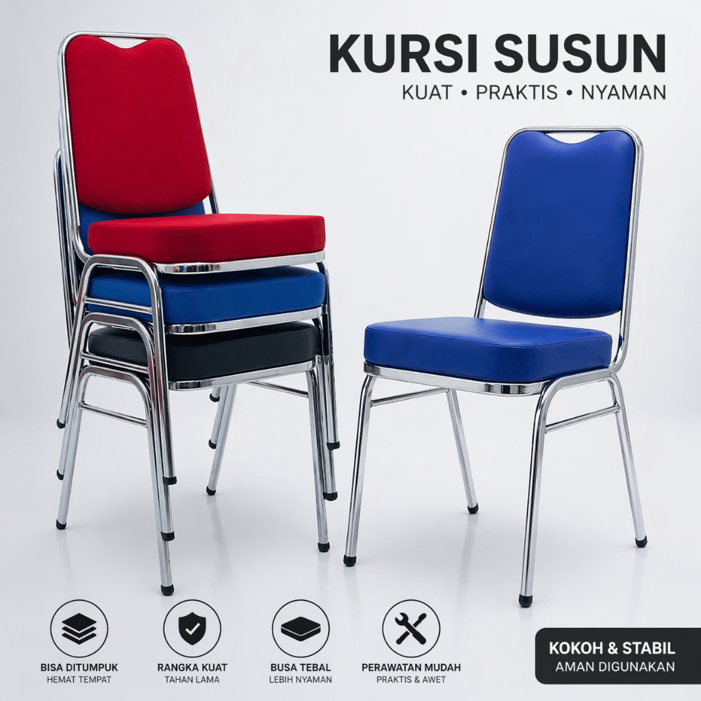 Kursi Susun, Kursi Banquet, Kursi Pesta, Kursi Event, Kursi Hajatan, Kursi Stainless, Kursi Susun Re