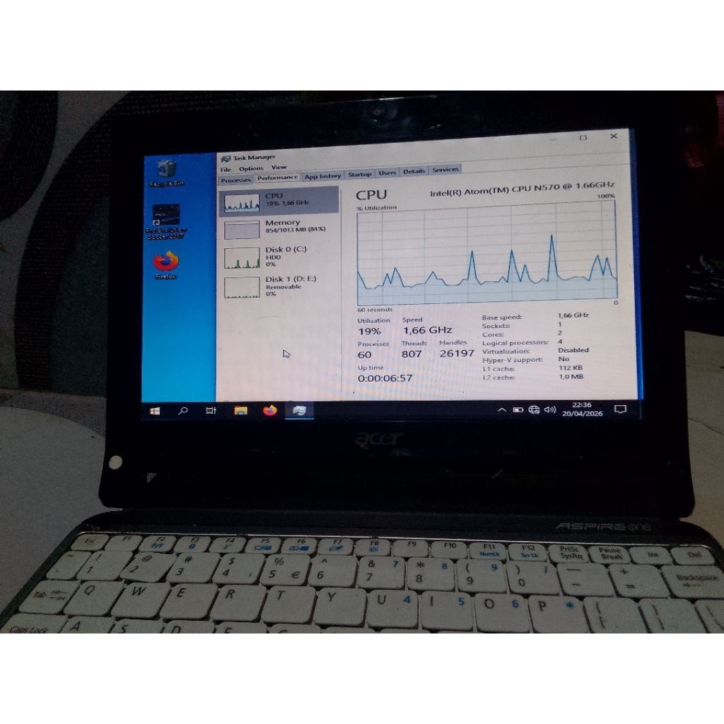 Notebook Acer aspire one MURCE (minus)