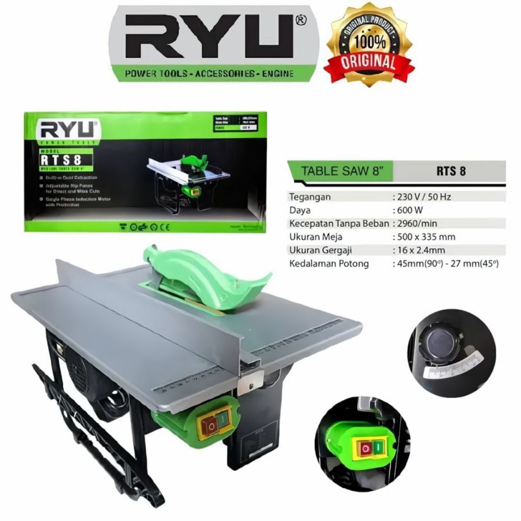 RYU Mesin Meja Duduk Gergaji/ Potong Kayu  8 Inch - RTS8
