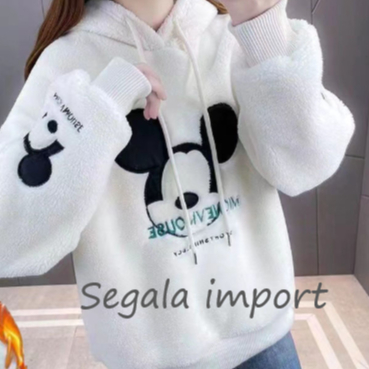 Baju winter wanita sweater bulu musim dingin import mantel tebal suhu minus mickey